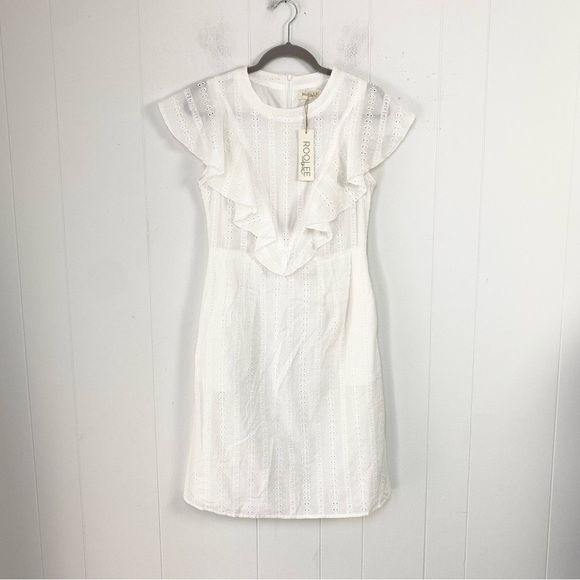 Roolee Mom Dress S Eyelet Lace Knee Length Ruffle Sleeve Nursing Breastfeeding - Picture 2 of 16